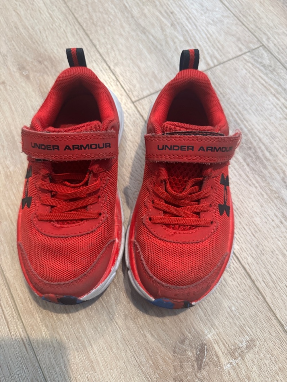 Under Armour Kids Red Mesh Athletic Sneakers with Black Logo